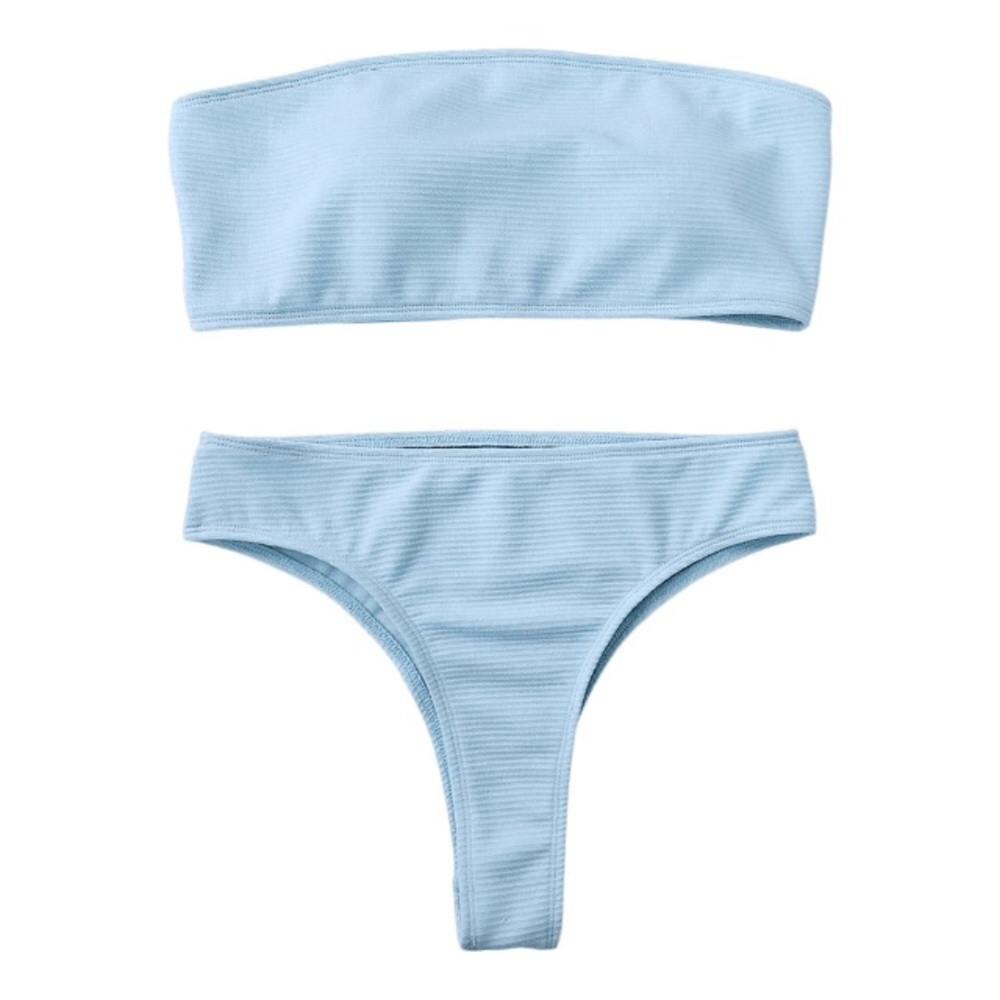 Blue bandeau swimsuit